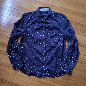 Navy cotton shirt with polka dots